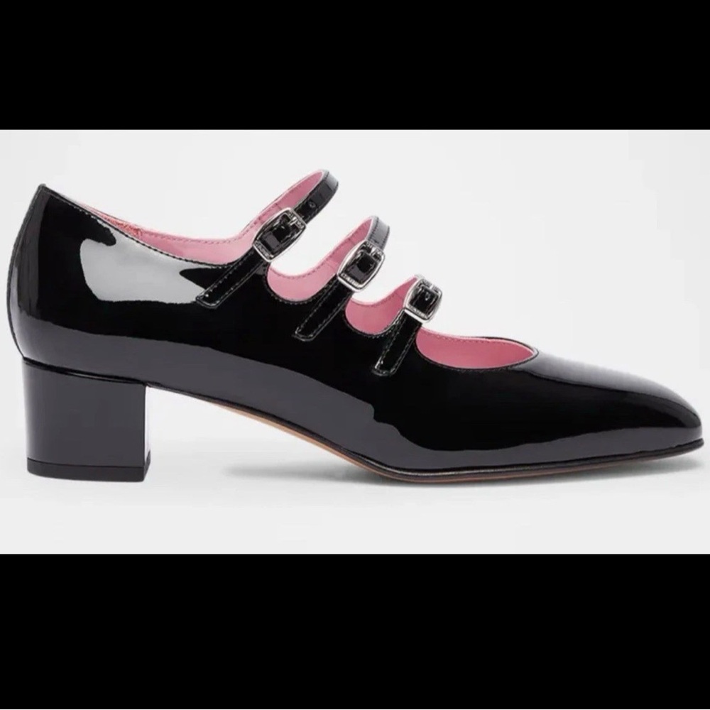 Carel Kina Black Patent Leather Mary Jane Trio Pumps Women's